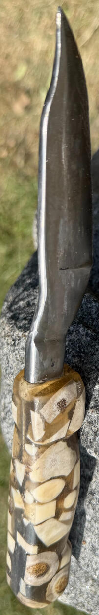 Log Chain Blade/ Sliced Deer Antler & Epoxy Mosaic Handle